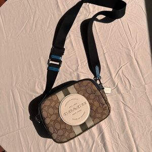 Coach Brown and Black Crossbody Bag with Monogram Design